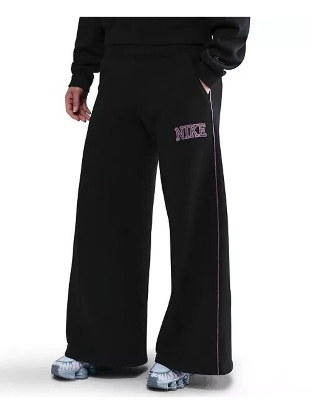 Nike Phoenix Wide Leg Sweatpants Black Pink Extra Large